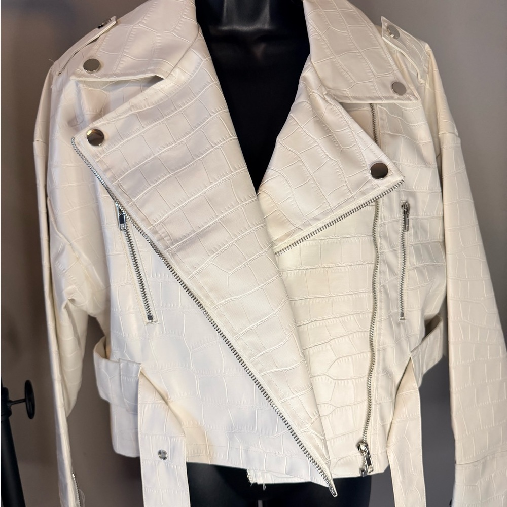 Women's White Biker Jacket
